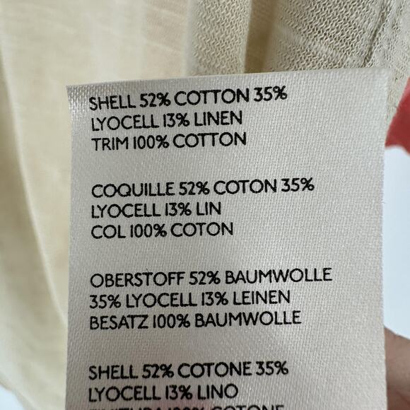 We The Free Shirt Womens XL Tan Coral Crochet Yoke Raglan 3/4 Sleeve Boho Tunic - Picture 10 of 12